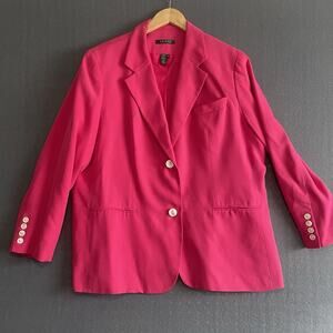 Ralph Lauren Women's Blazer Jacket Size 16 100% Silk Hot Pink Long Sleeve